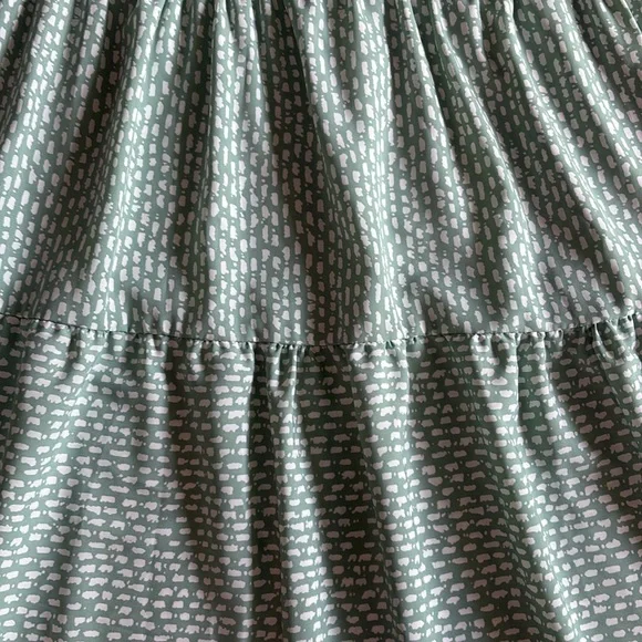 Ces Femme Sea Island Dress L Green White Ditsy Flutter Sleeve Cottagecore Boho - Picture 3 of 9